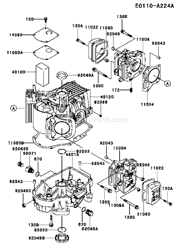 Kawasaki FH500V-AS08 4 Stroke Engine Page E Diagram