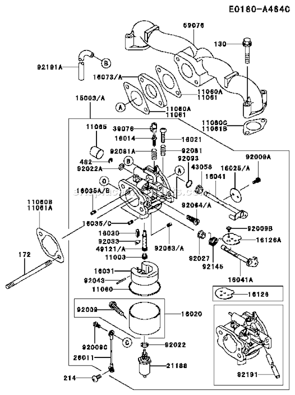 Kawasaki FH500V-AS12 4 Stroke Engine Page B Diagram