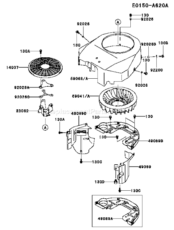 Kawasaki FH500V-AS12 4 Stroke Engine Page D Diagram