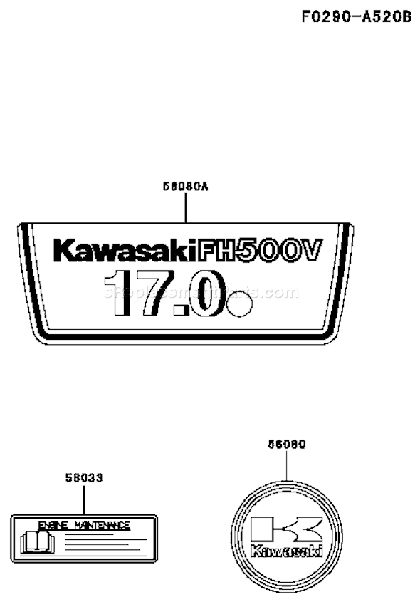 Kawasaki FH500V-AS16 4 Stroke Engine Page H Diagram