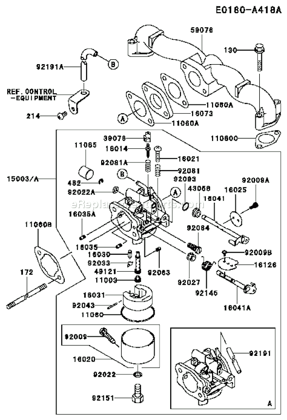 Kawasaki FH500V-AS20 4 Stroke Engine Page B Diagram