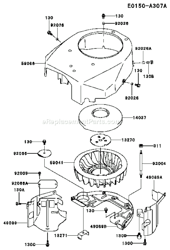 Kawasaki FH500V-AS20 4 Stroke Engine Page D Diagram