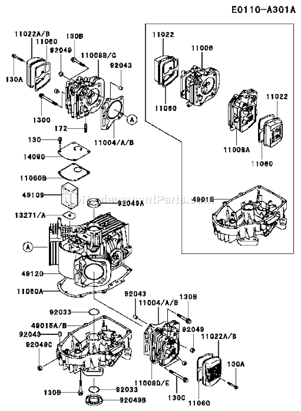 Kawasaki FH500V-AS20 4 Stroke Engine Page E Diagram