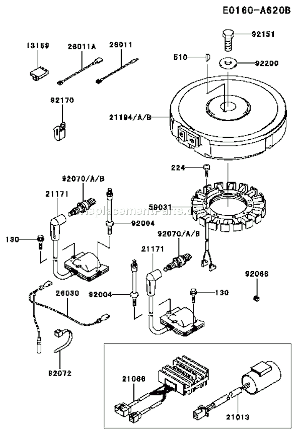 Kawasaki FH500V-AS20 4 Stroke Engine Page F Diagram