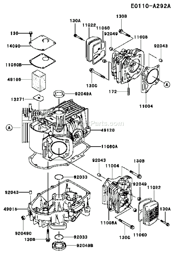 Kawasaki FH500V-AS21 4 Stroke Engine Page E Diagram