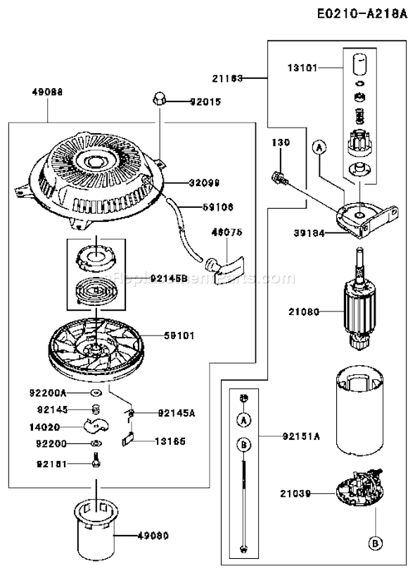 Kawasaki FH500V-AS35 4 Stroke Engine Page K Diagram