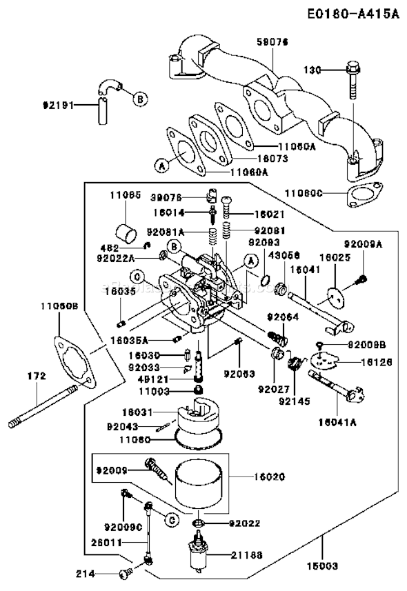 Kawasaki FH500V-AS35 4 Stroke Engine Page B Diagram