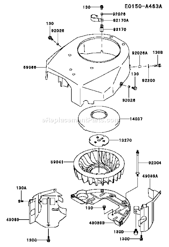 Kawasaki FH500V-AS35 4 Stroke Engine Page D Diagram