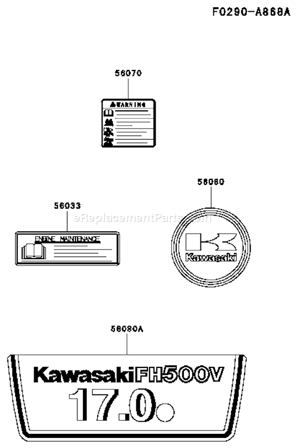 Kawasaki FH500V-AS35 4 Stroke Engine Page H Diagram