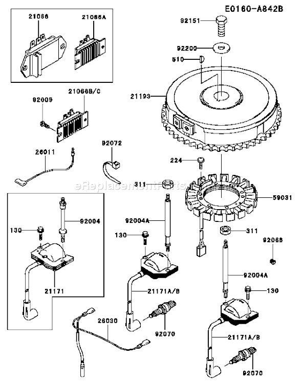 Kawasaki FH500V-AS36 4 Stroke Engine Page F Diagram