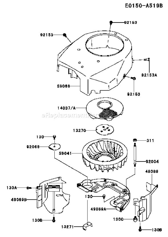 Kawasaki FH500V-AS42 4 Stroke Engine Page D Diagram