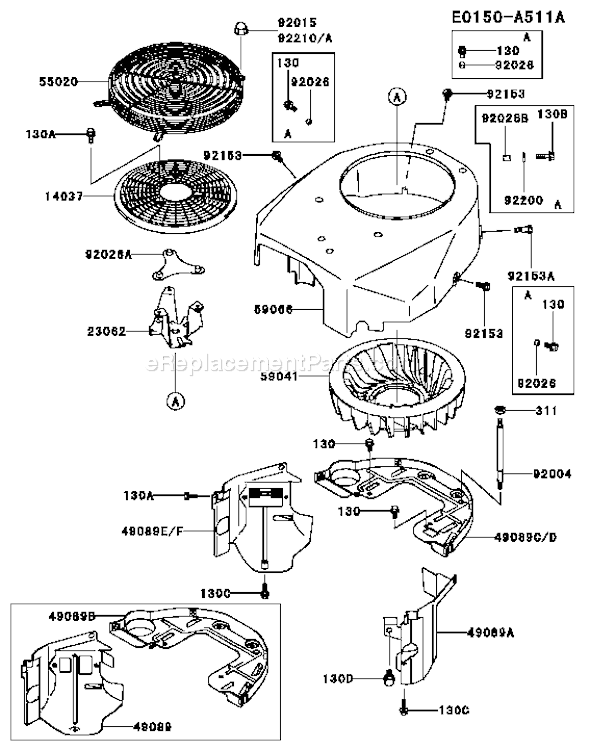 Kawasaki FH500V-BS36 4 Stroke Engine Page D Diagram