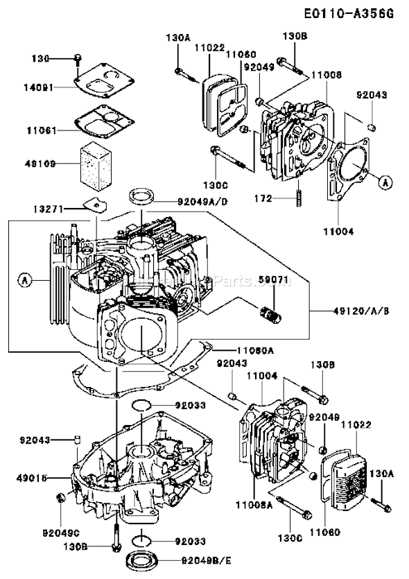 Kawasaki FH500V-BS36 4 Stroke Engine Page E Diagram