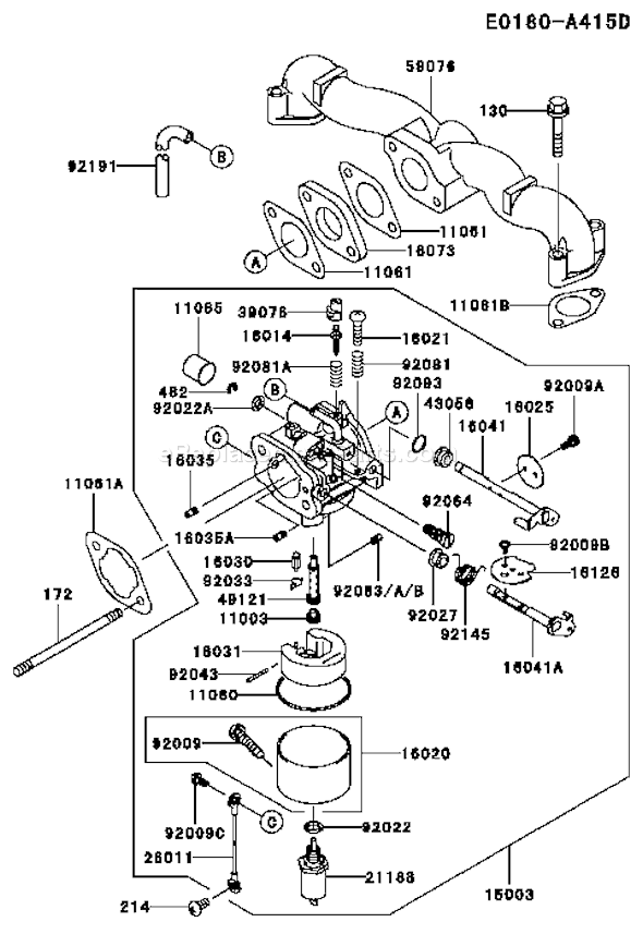 Kawasaki FH500V-ES36 4 Stroke Engine Page B Diagram