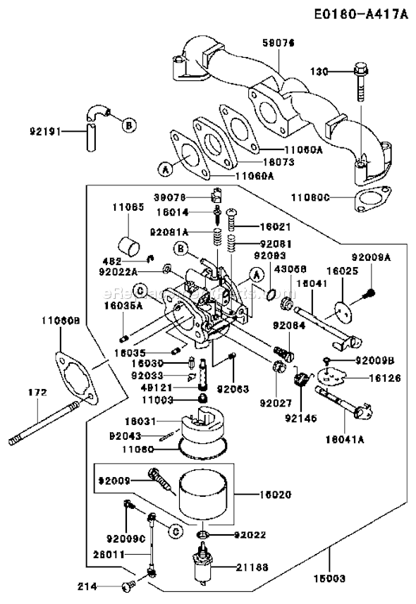 Kawasaki FH531V-AS01 4 Stroke Engine Page B Diagram
