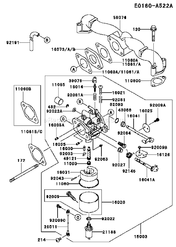 Kawasaki FH531V-AS07 4 Stroke Engine Page B Diagram