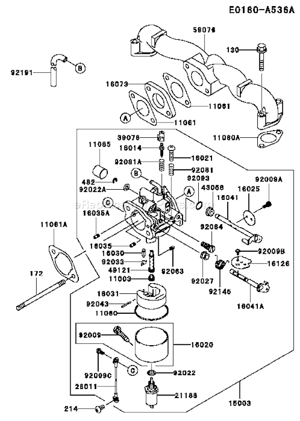 Kawasaki FH531V-AS11 4 Stroke Engine Page B Diagram