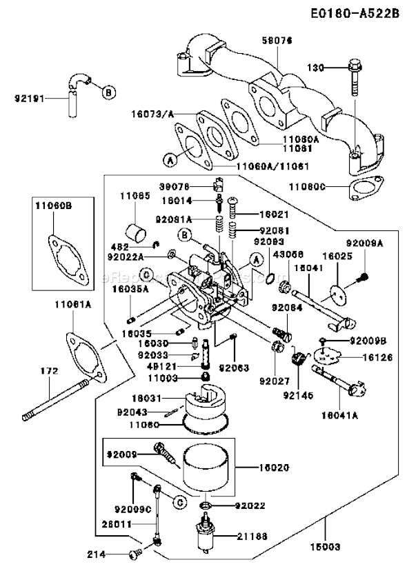Kawasaki FH531V-BS06 4 Stroke Engine Page B Diagram