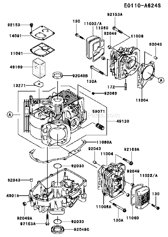 Kawasaki FH541V-AS53 4 Stroke Engine Page E Diagram