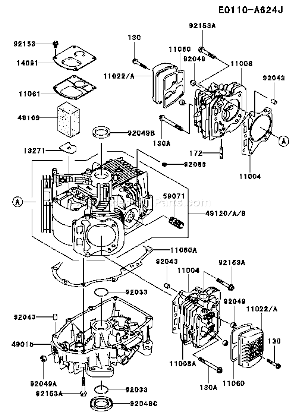Kawasaki FH541V-AW00 4 Stroke Engine Page E Diagram