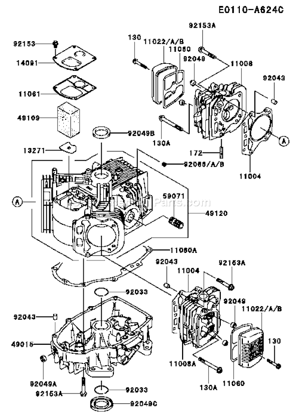 Kawasaki FH541V-BS10 4 Stroke Engine Page E Diagram