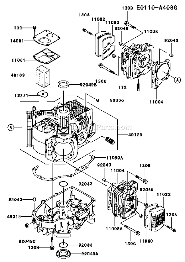 Kawasaki FH541V-BS38 4 Stroke Engine Page E Diagram