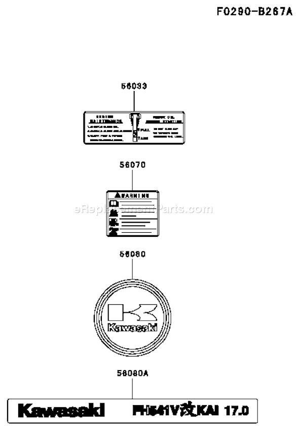 Kawasaki FH541V-BS38 4 Stroke Engine Page H Diagram