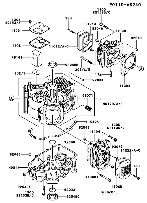 Kawasaki FH541V-CS05 4 Stroke Engine Page E Diagram