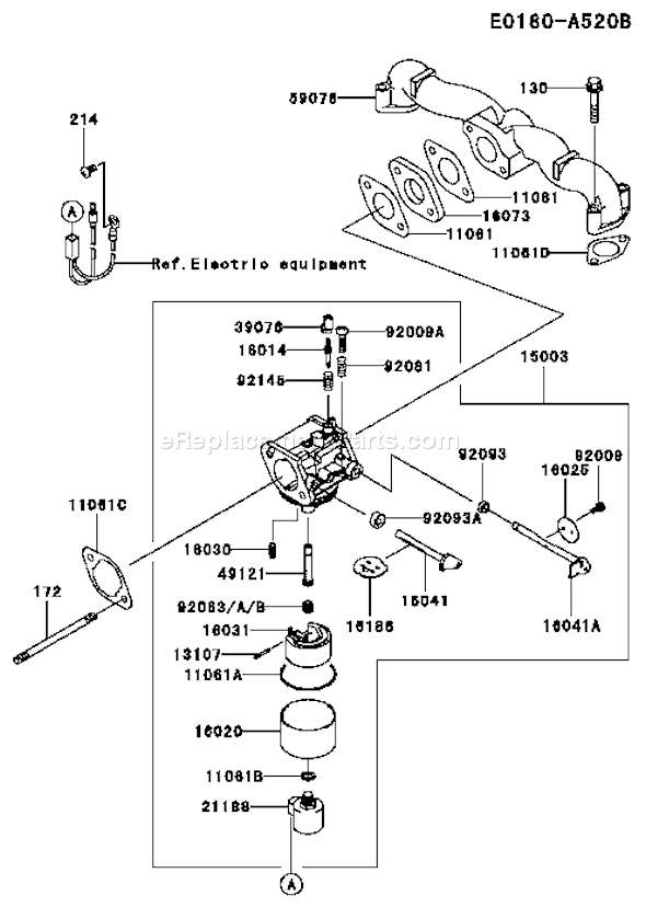 Kawasaki FH580V-AS20 4 Stroke Engine Page B Diagram