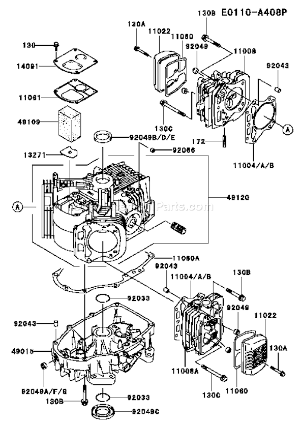 Kawasaki FH580V-AS20 4 Stroke Engine Page E Diagram