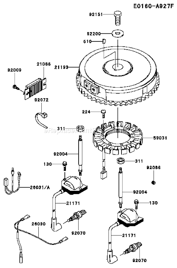 Kawasaki FH580V-AS20 4 Stroke Engine Page F Diagram