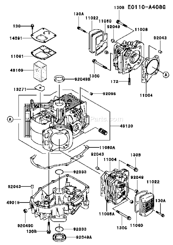 Kawasaki FH580V-AS36 4 Stroke Engine Page E Diagram