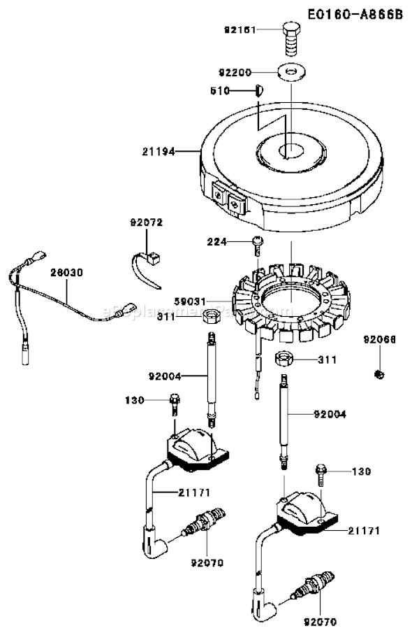 Kawasaki FH580V-CS21 4 Stroke Engine Page F Diagram