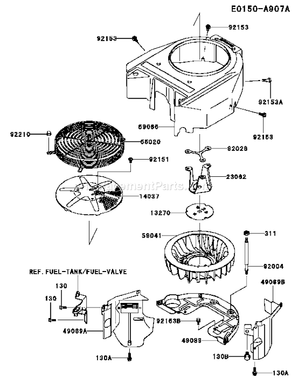Kawasaki FH580V-DS20 4 Stroke Engine Page D Diagram