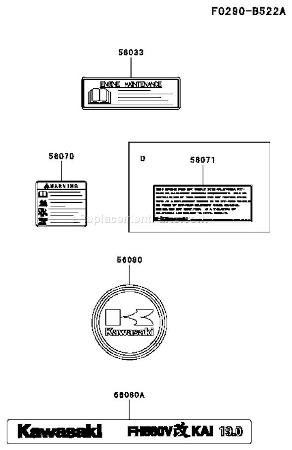 Kawasaki FH580V-ES22 4 Stroke Engine Page H Diagram