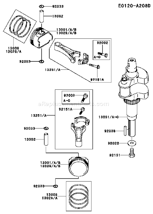 Kawasaki FH601V-BS08 4 Stroke Engine Page J Diagram