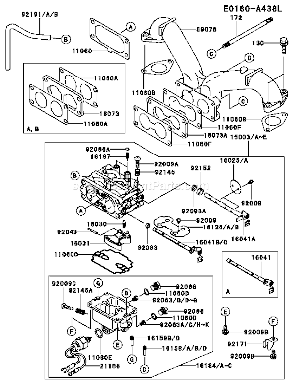 Kawasaki FH601V-BS08 4 Stroke Engine Page B Diagram
