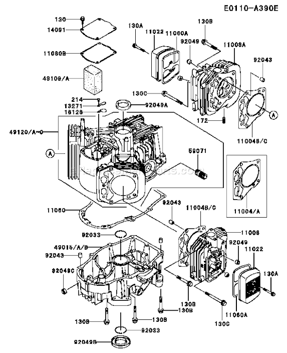 Kawasaki FH601V-BS08 4 Stroke Engine Page E Diagram