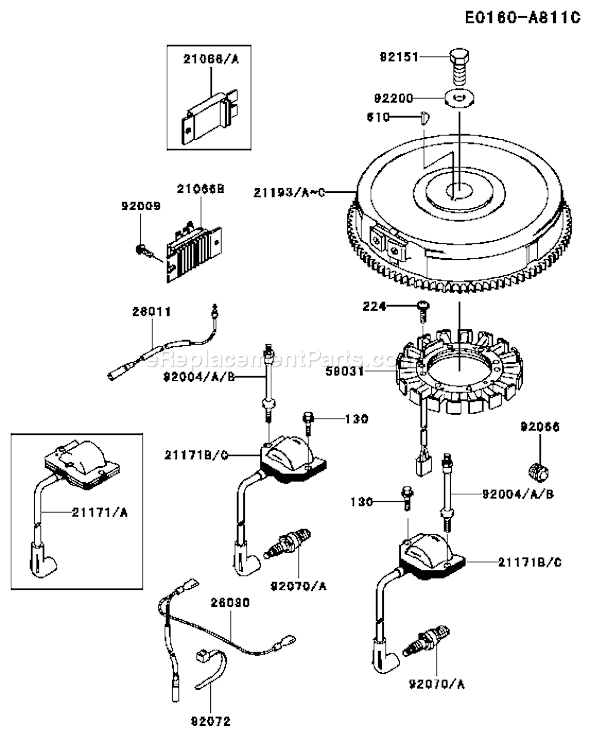 Kawasaki FH601V-BS08 4 Stroke Engine Page F Diagram