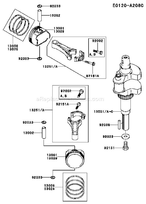Kawasaki FH601V-CS13 4 Stroke Engine Page J Diagram