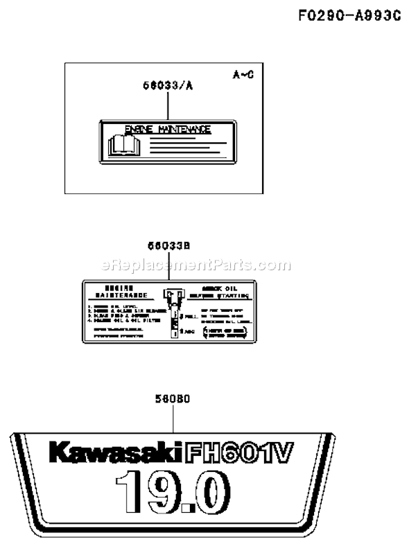 Kawasaki FH601V-DS08 4 Stroke Engine Page H Diagram