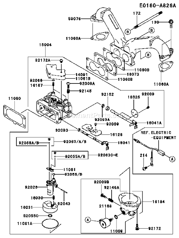 Kawasaki FH601V-ES14 4 Stroke Engine Page B Diagram
