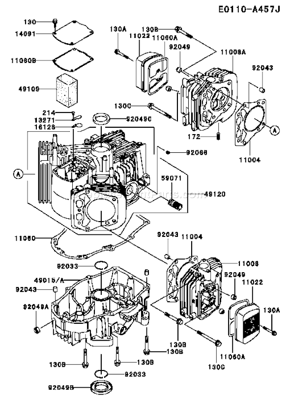 Kawasaki FH601V-ES19 4 Stroke Engine Page E Diagram