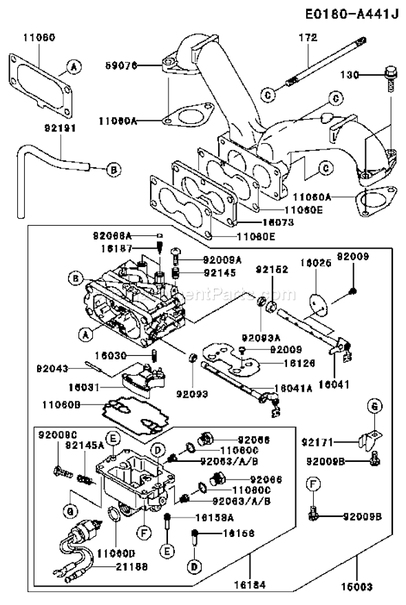 Kawasaki FH680V-AS24 4 Stroke Engine Page B Diagram