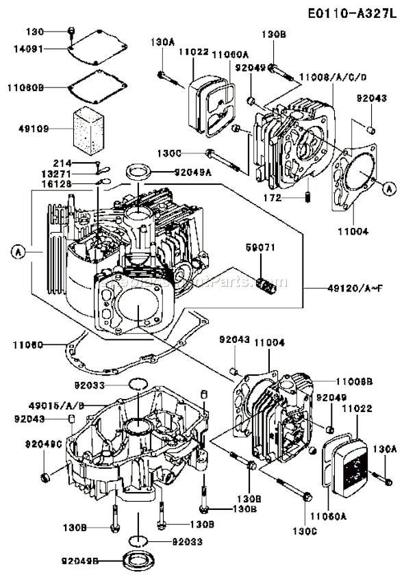 Kawasaki FH680V-BS09 4 Stroke Engine Page E Diagram