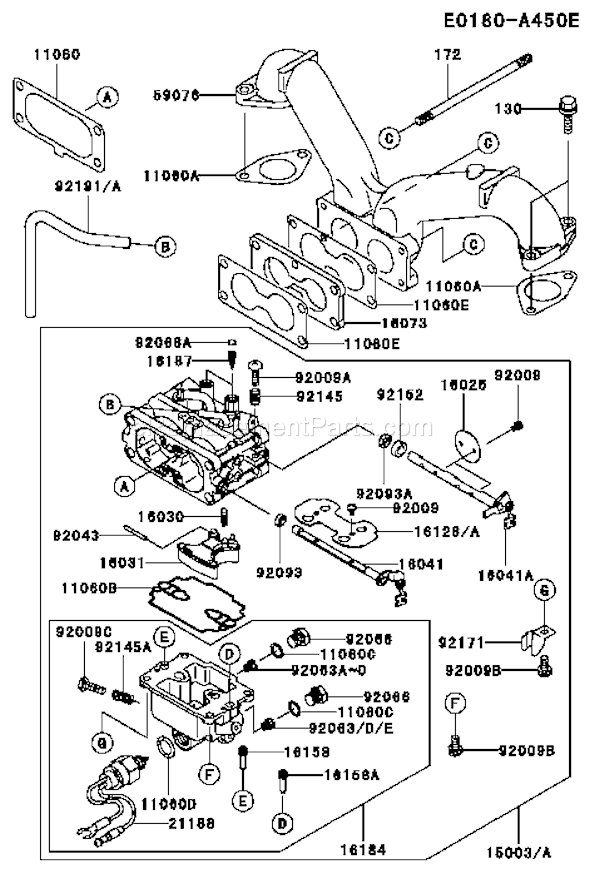 Kawasaki FH721V-AS15 4 Stroke Engine Page B Diagram