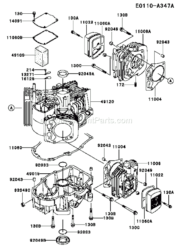 Kawasaki FH721V-BS09 4 Stroke Engine Page E Diagram
