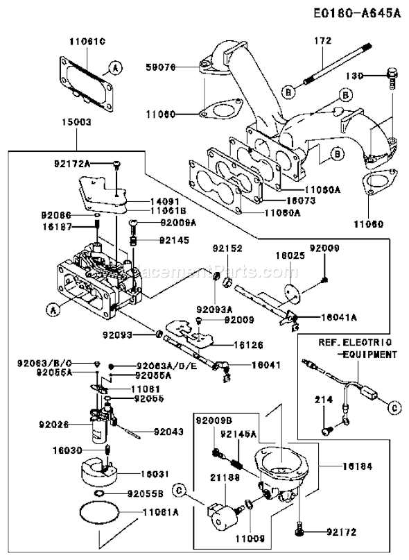 Kawasaki FH721V-CS21 4 Stroke Engine Page B Diagram