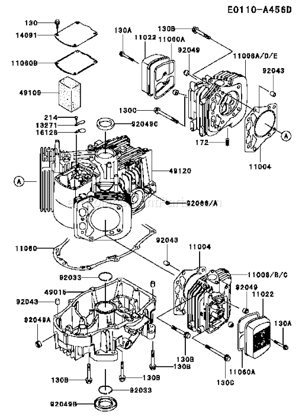 Kawasaki FH721V-DS10 4 Stroke Engine Page E Diagram