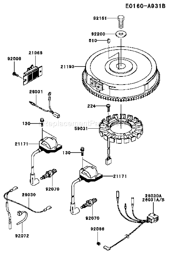 Kawasaki FH721V-DS10 4 Stroke Engine Page F Diagram